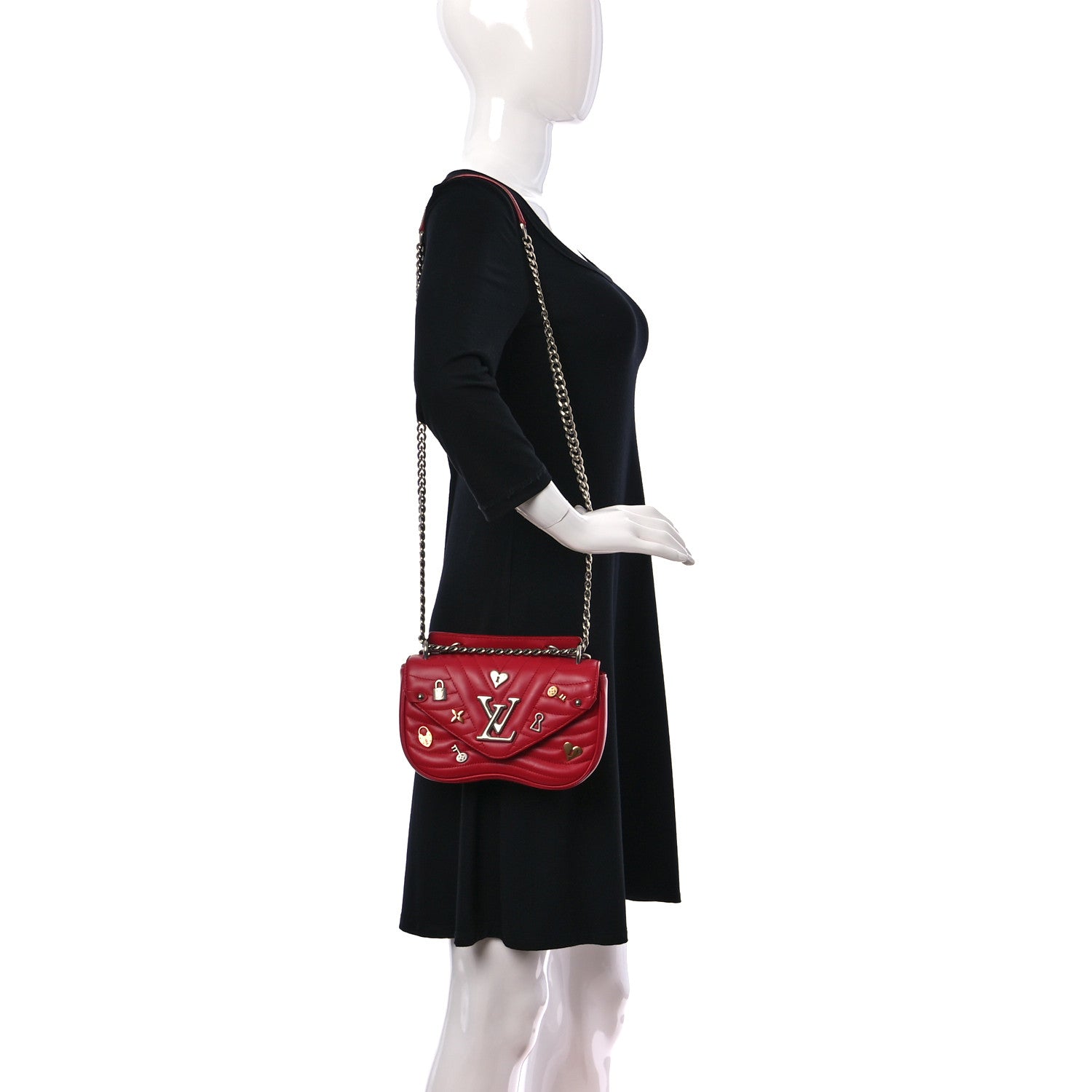 Louis Vuitton Calfskin Love Lock New Wave Chain PM Red 2 of 10