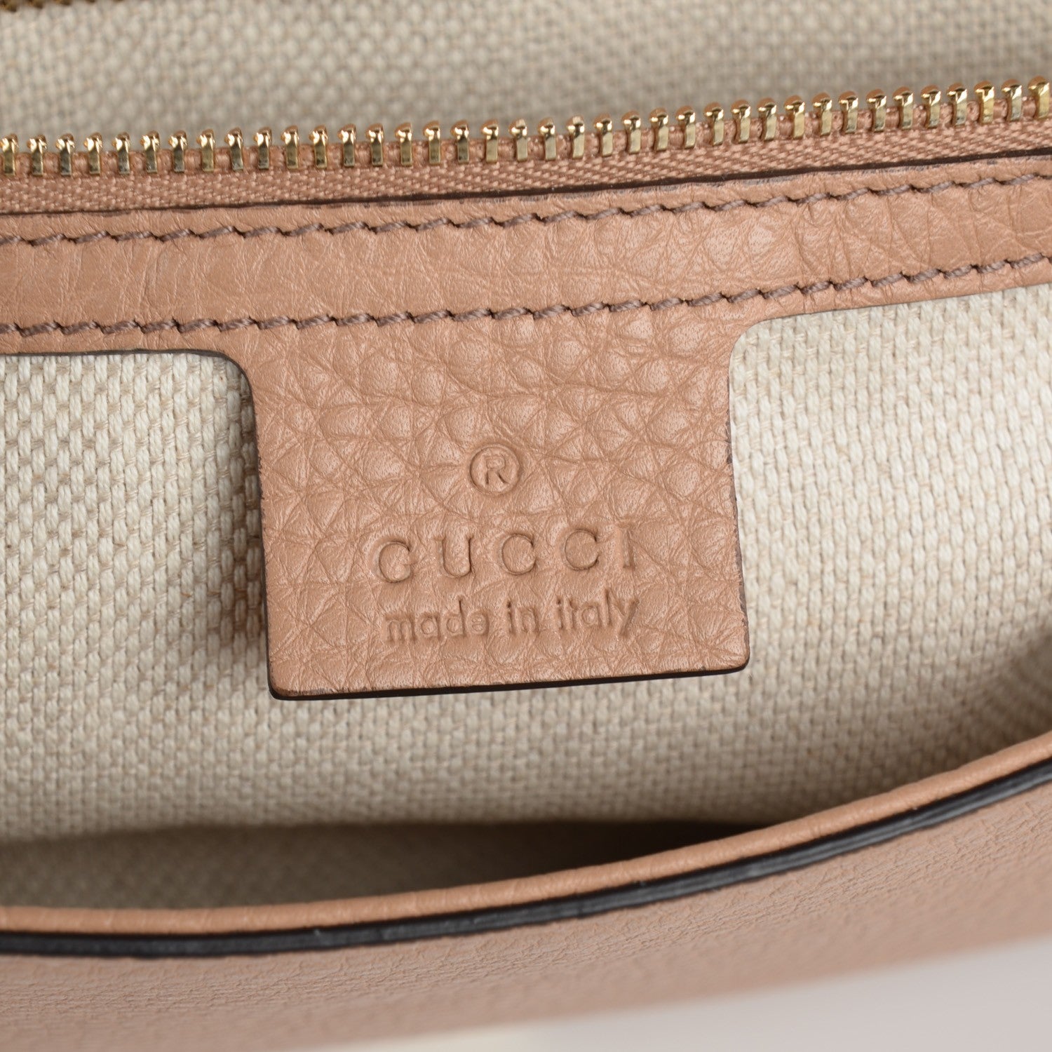 Gucci Pebbled Calfskin Medium Soho Flap Crossbody Camelia 5 of 7