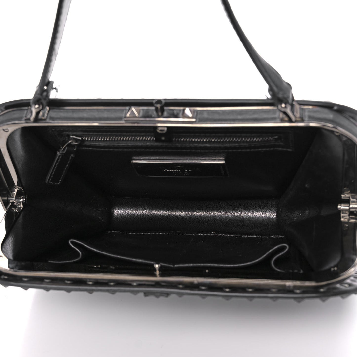 Vitello Rockstud All Over Top Handle Bag Black