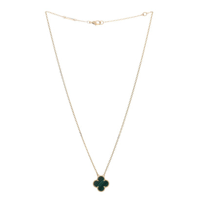 Van Cleef & Arpels 18K Yellow Gold Malachite Vintage Alhambra Pendant Necklace 2 of 4