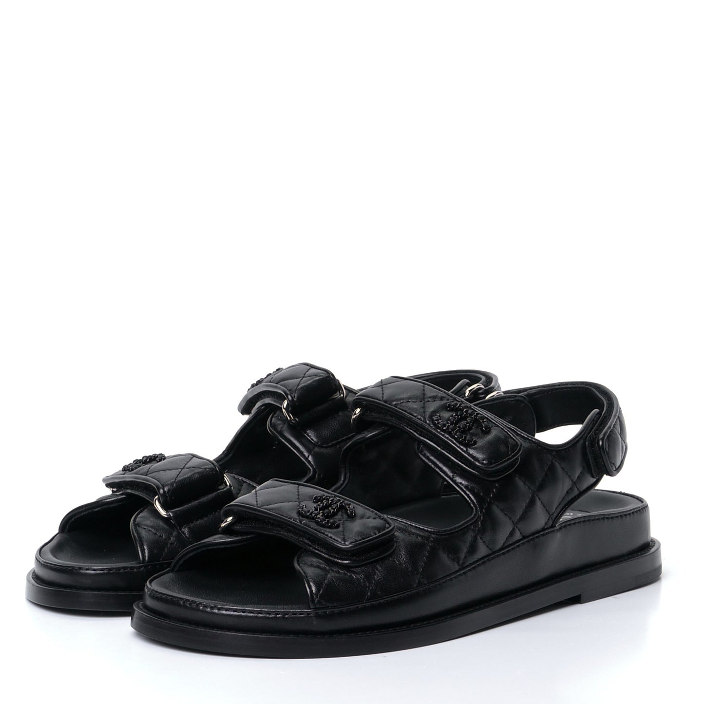 Lambskin Velcro Dad Sandals 38 Black