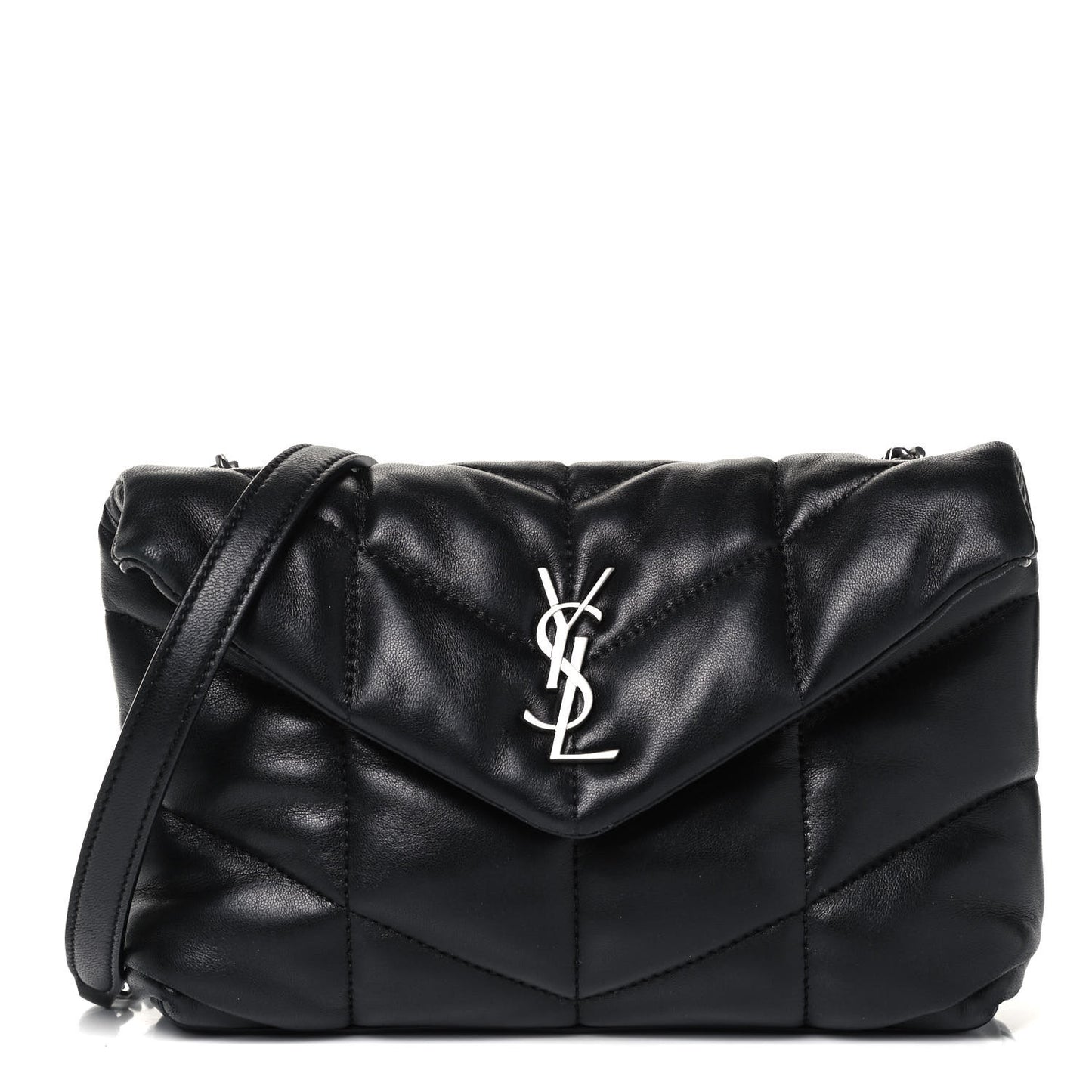 Lambskin Quilted Toy Loulou Puffer Monogram Chain Satchel Black