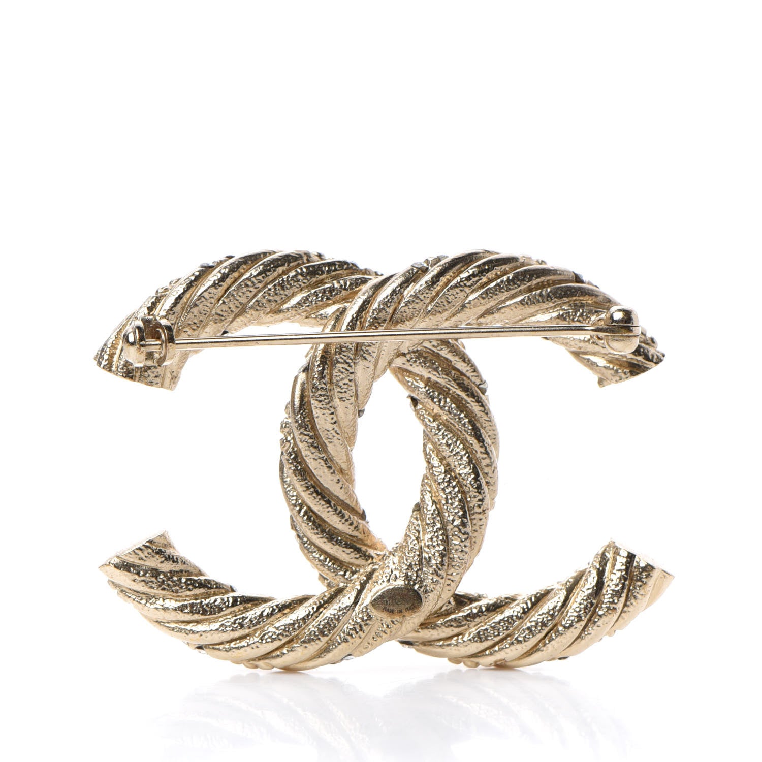 Chanel Crystal Twisted CC Brooch Light Gold 3 of 4