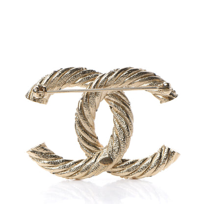 Chanel Crystal Twisted CC Brooch Light Gold 3 of 4