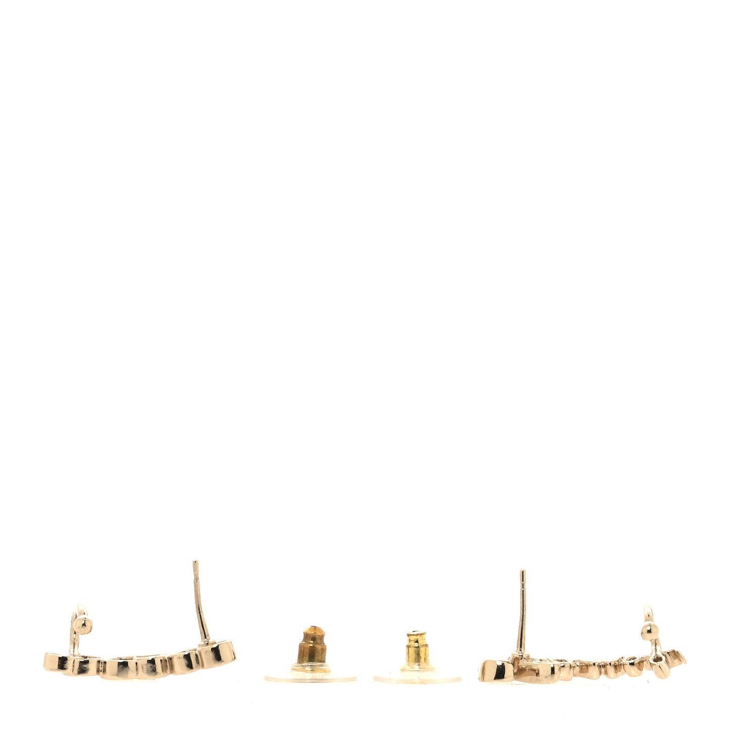 Metal Crystal Coco Script CC Climber Earrings Gold