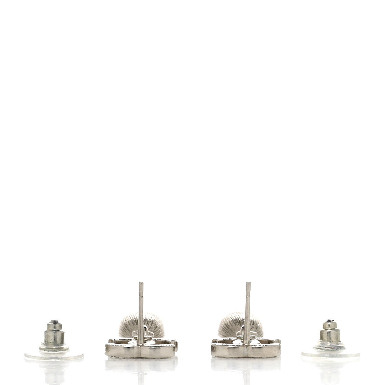 Chanel Crystal CC Teardrop Earrings Silver 3 of 4