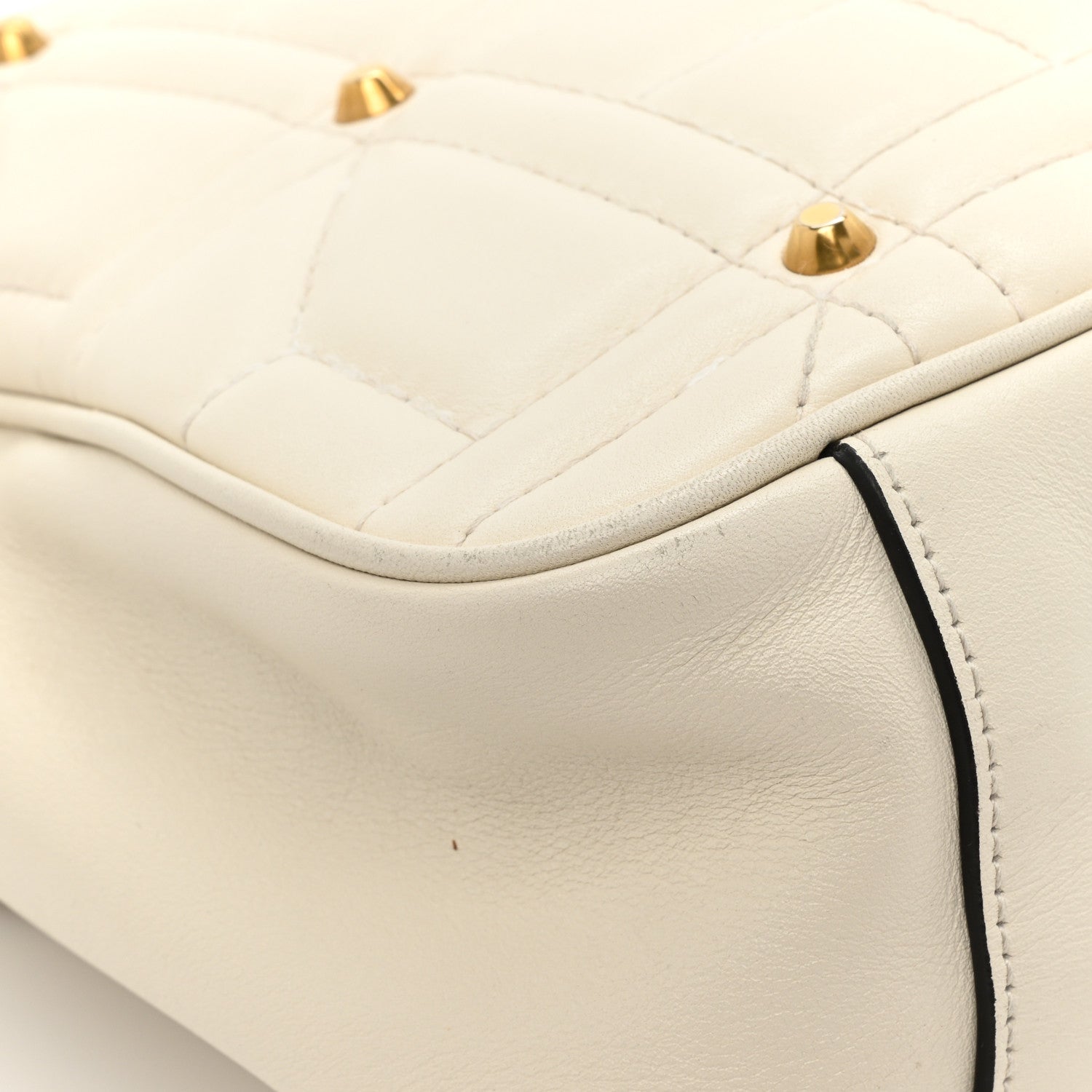Gucci Calfskin Matelasse Studded Medium GG Marmont Shoulder Bag White 18 of 19
