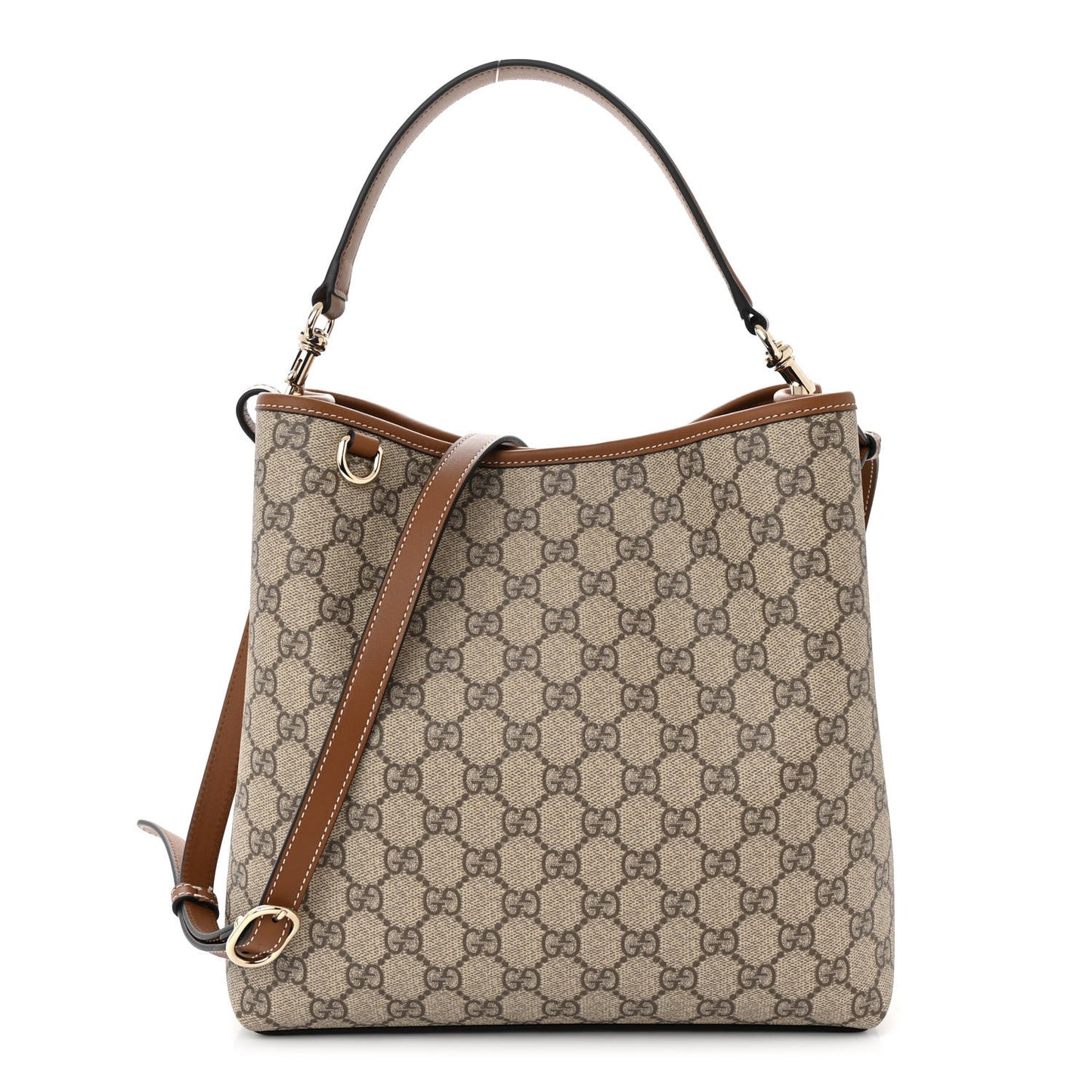 GG Supreme Monogram Emblem Small Shoulder Bag Beige Ebony Sundial
