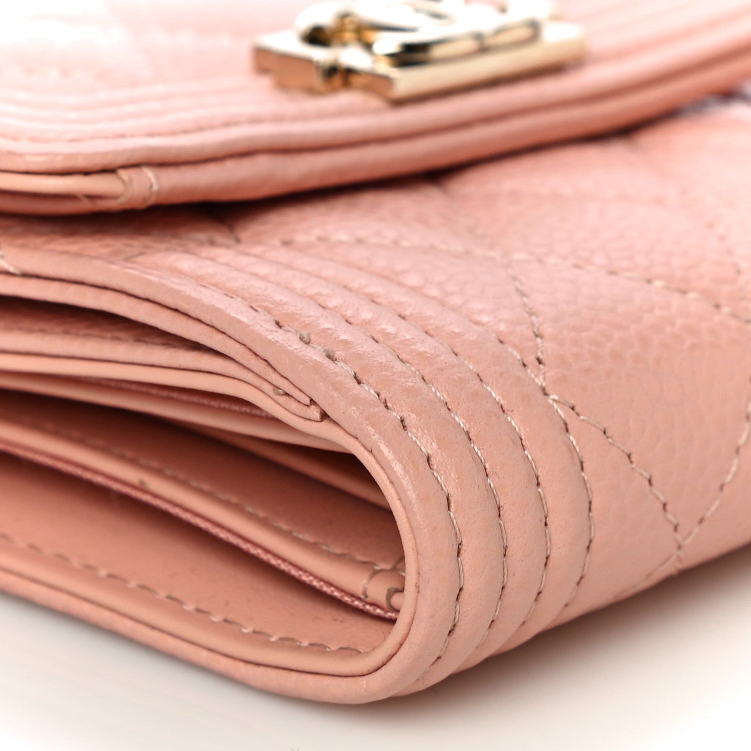 Chanel Caviar Quilted Boy Compact Wallet Pink 8 of 10