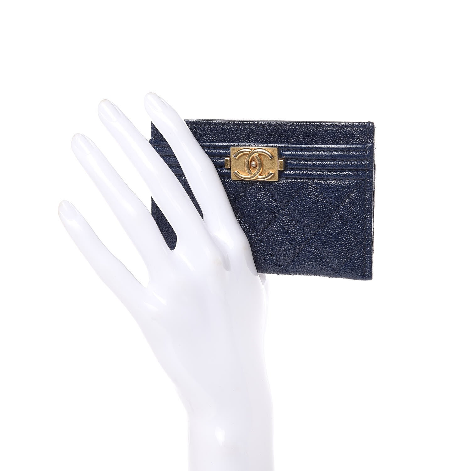 Chanel Caviar Quilted Boy Card Holder Blue 2 of 11