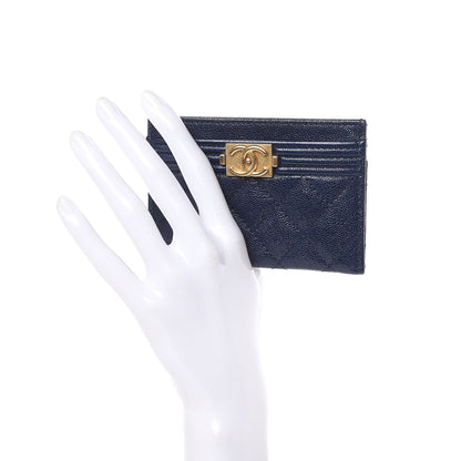 Chanel Caviar Quilted Boy Card Holder Blue 2 of 11