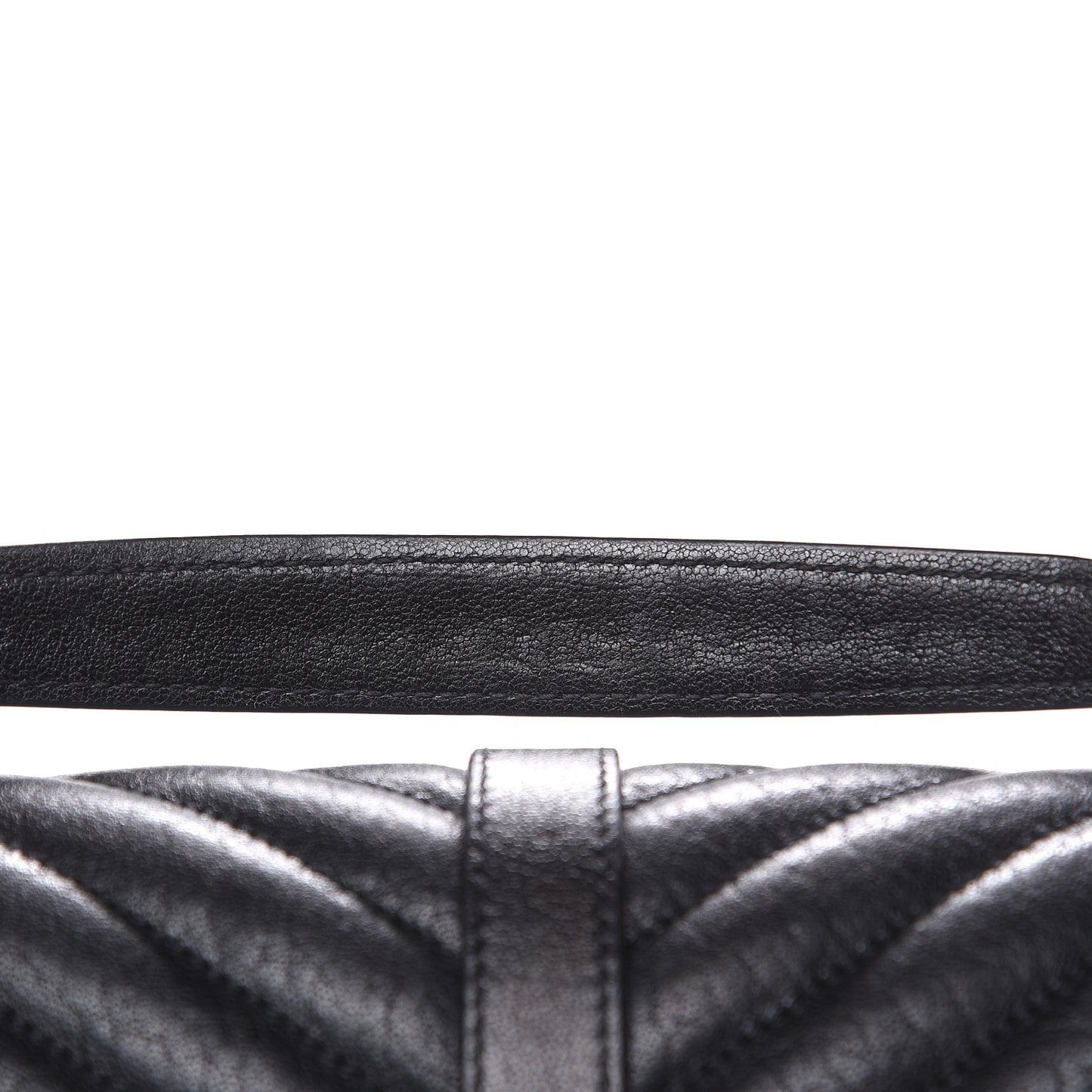 Sheepskin Matelasse Chevron Monogram Medium College Bag Black