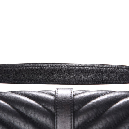 Saint Laurent Sheepskin Matelasse Chevron Monogram Medium College Bag Black 10 of 14