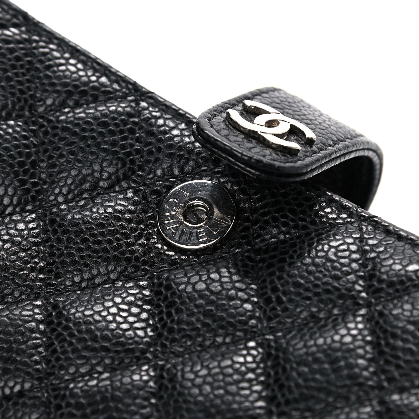 Caviar Quilted Mini Phone Holder Clutch Black