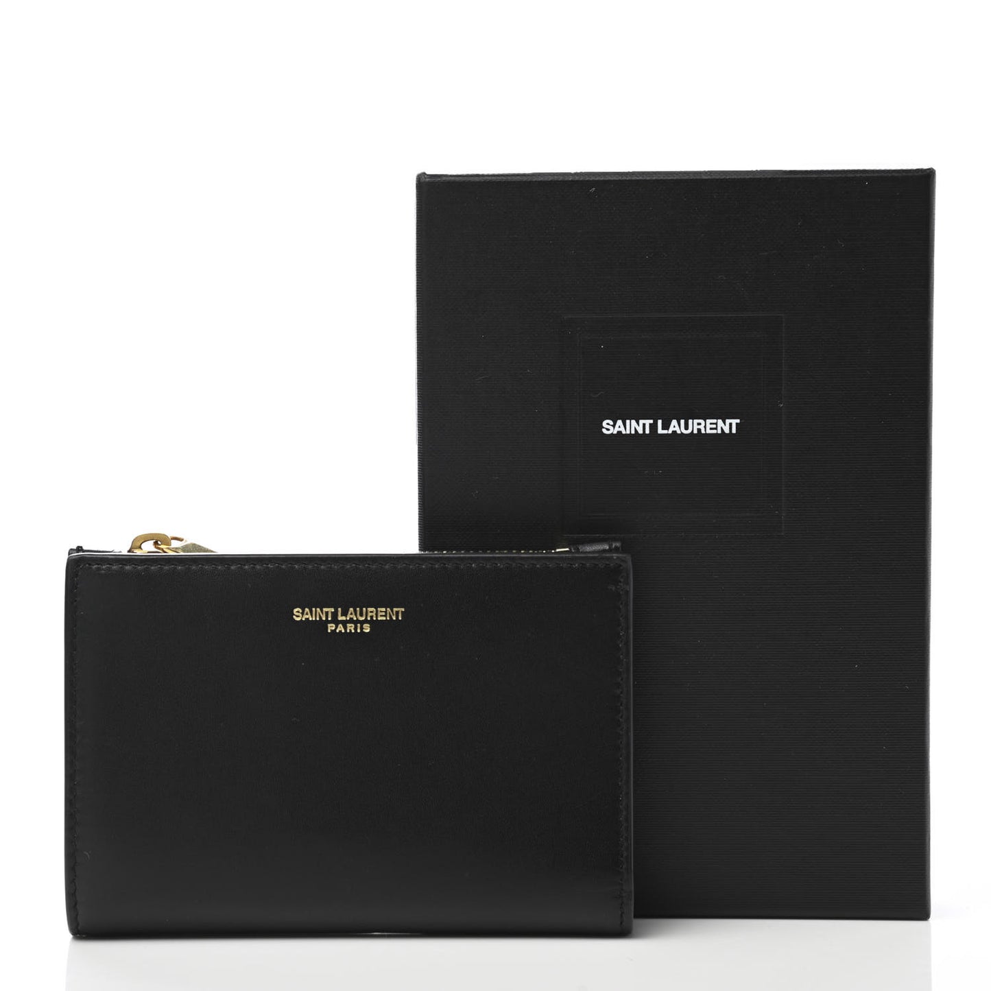 Calfskin Monogram Bi-Fold Zipped Wallet Black