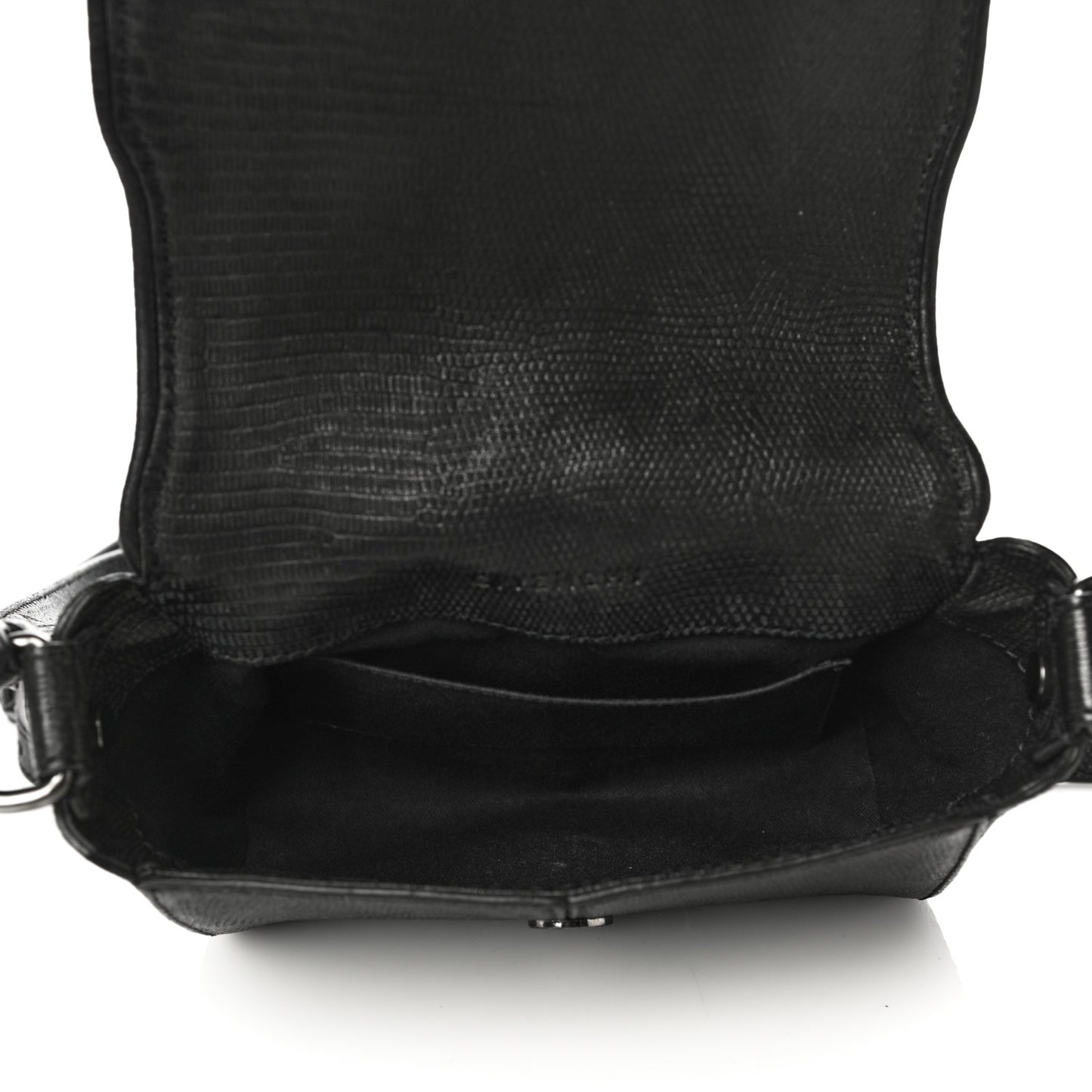 Lambskin Lizard Embossed Obsedia Shoulder Bag Black
