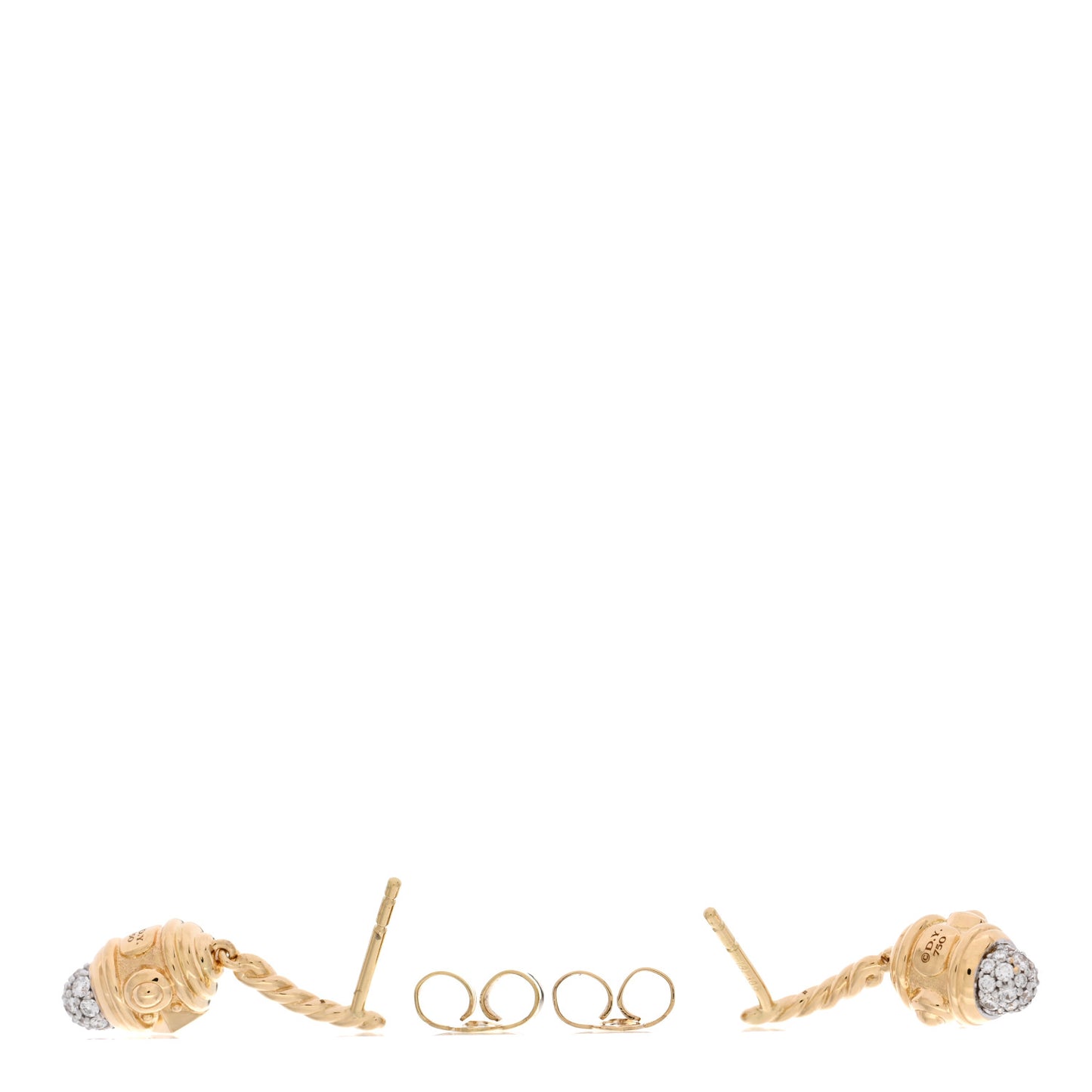 18K Yellow Gold Diamond Renaissance Drop Earrings