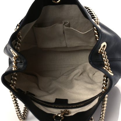 Gucci Pebbled Calfskin Medium Soho Chain Shoulder Bag Black 5 of 6