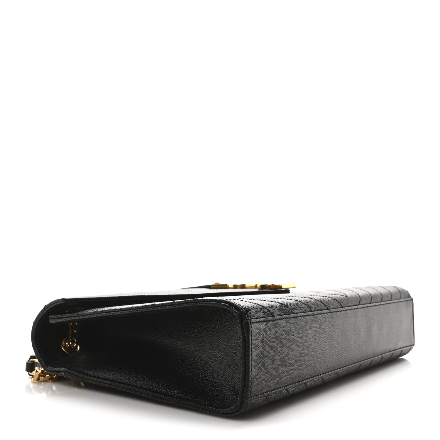 Saint Laurent Grain De Poudre Matelasse Chevron Large Monogram Satchel Black 4 of 10