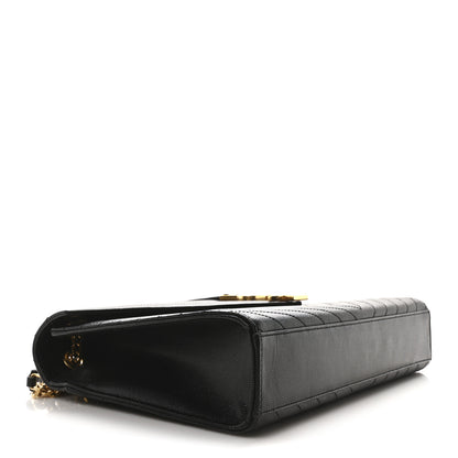 Saint Laurent Grain De Poudre Matelasse Chevron Large Monogram Satchel Black 4 of 10