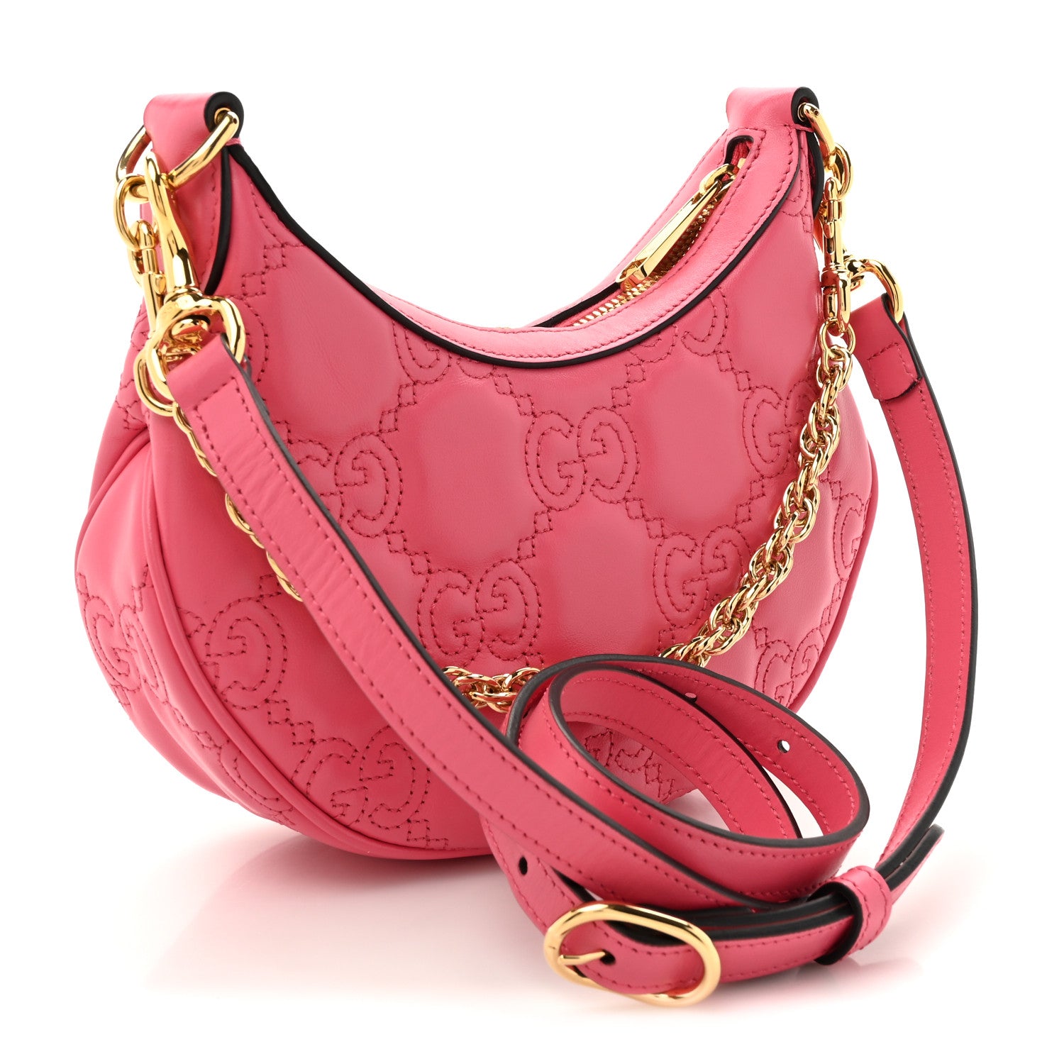 Gucci Calfskin GG Matelasse Mini Hobo Shoulder Bag Pink 3 of 10