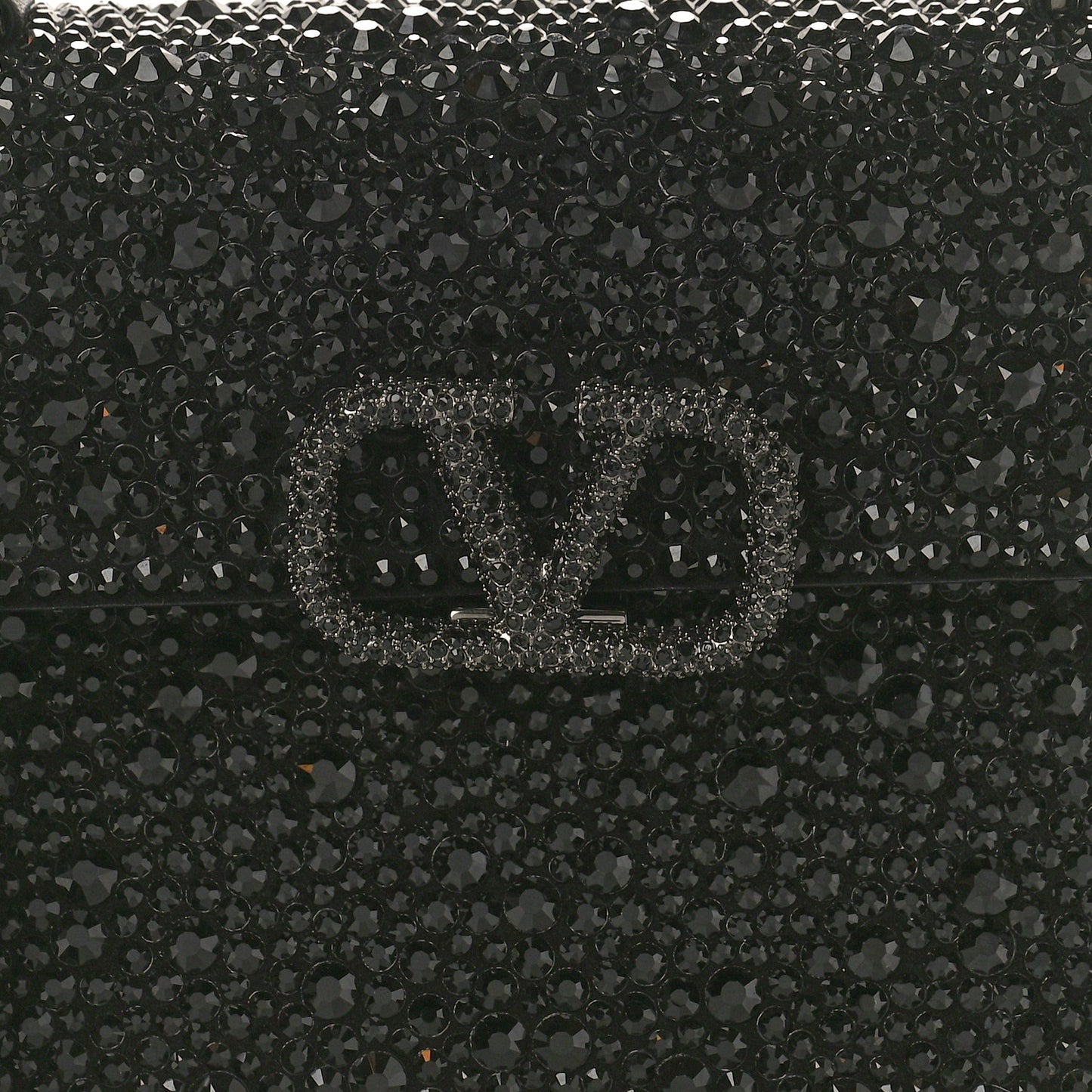 Crystal Embroidered Mini Vsling Top Handle Bag Black