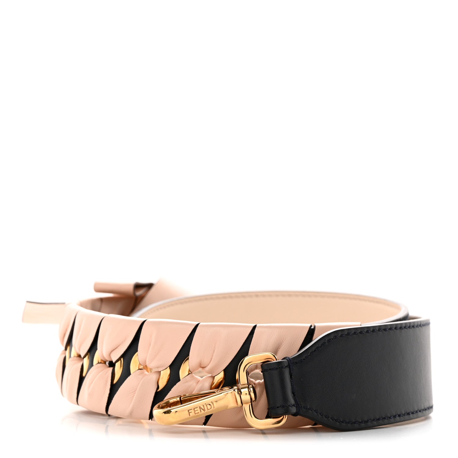Fendi Vitello Century Nappa Lace Up Bow Strap You Blue Notte Plaster 1 of 5