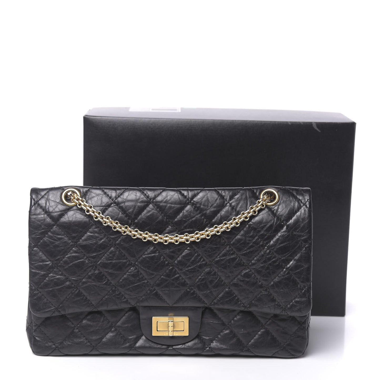 Aged Calfskin Quilted 2.55 Reissue 227 Flap Black