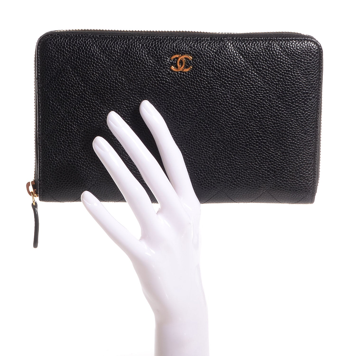 Chanel Caviar Quilted Large Zip Around Wallet Black 2 of 9
