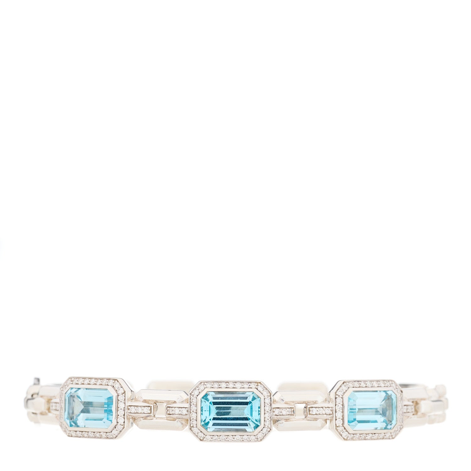 David Yurman Sterling Silver Diamond Blue Topaz Novella Three Stone Bracelet 1 of 4