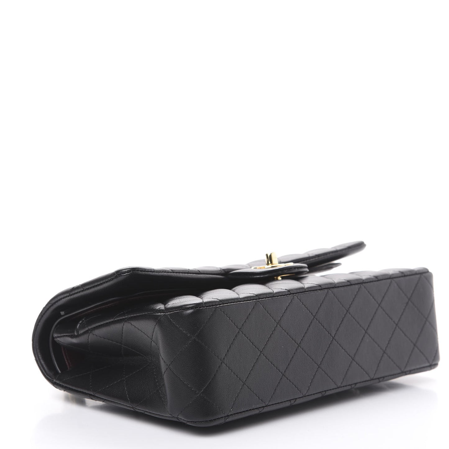 Lambskin Quilted Medium Double Flap Black