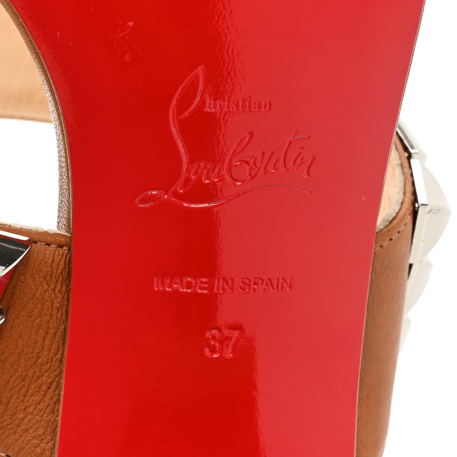 Christian Louboutin Calfskin Studded Tina Goes Mad 55 Slide Sandals 37 Cuoio 6 of 12