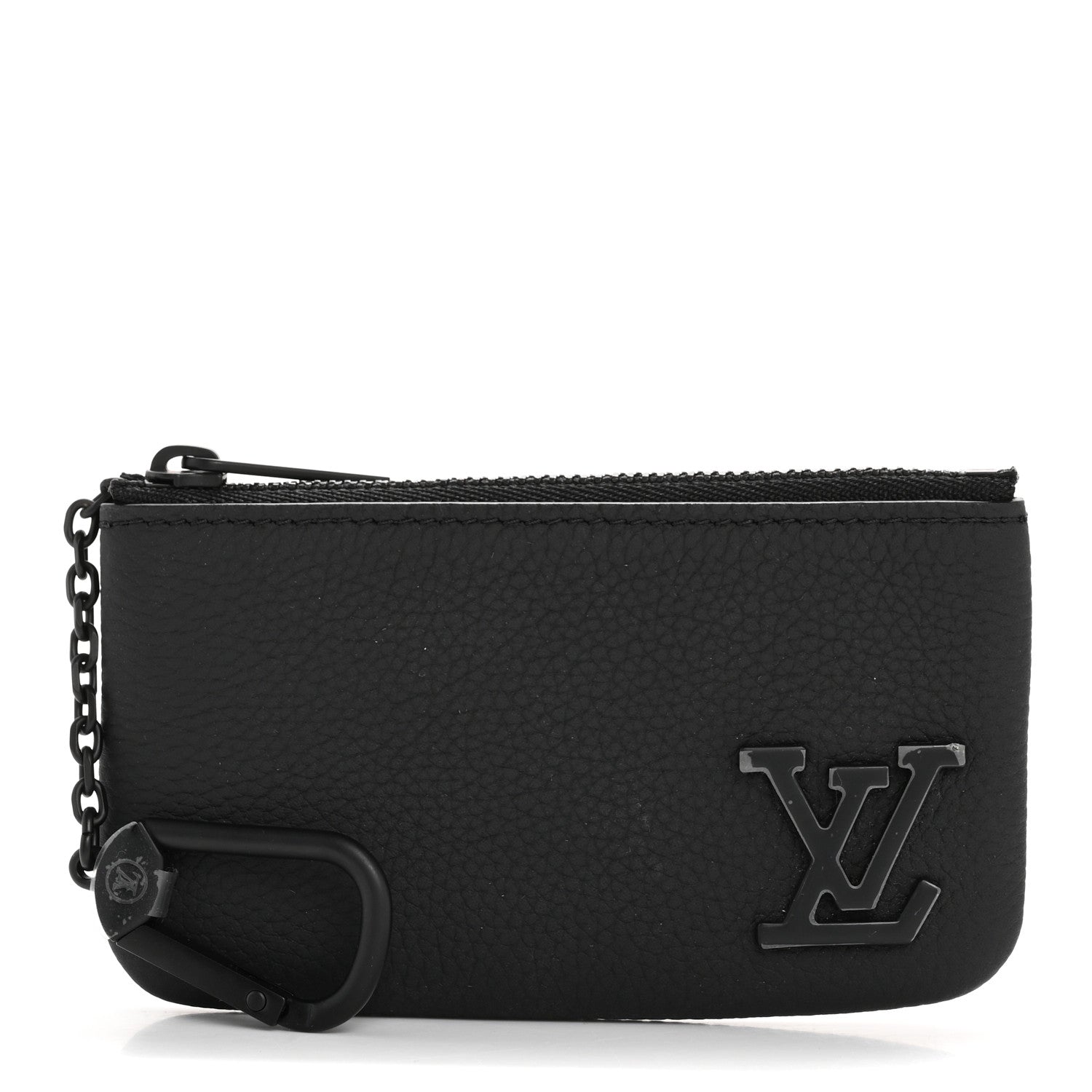 Louis Vuitton Grained Calfskin Aerogram Key Pouch Black 1 of 7