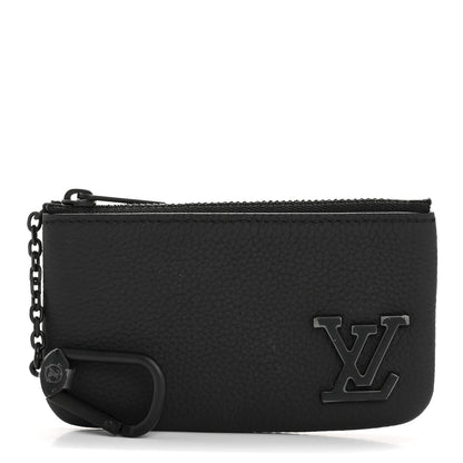 Louis Vuitton Grained Calfskin Aerogram Key Pouch Black 1 of 7