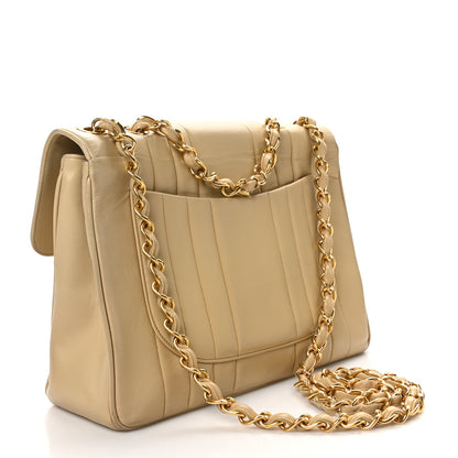 Chanel Lambskin Vertical Quilted Jumbo Single Flap Beige 3 of 10