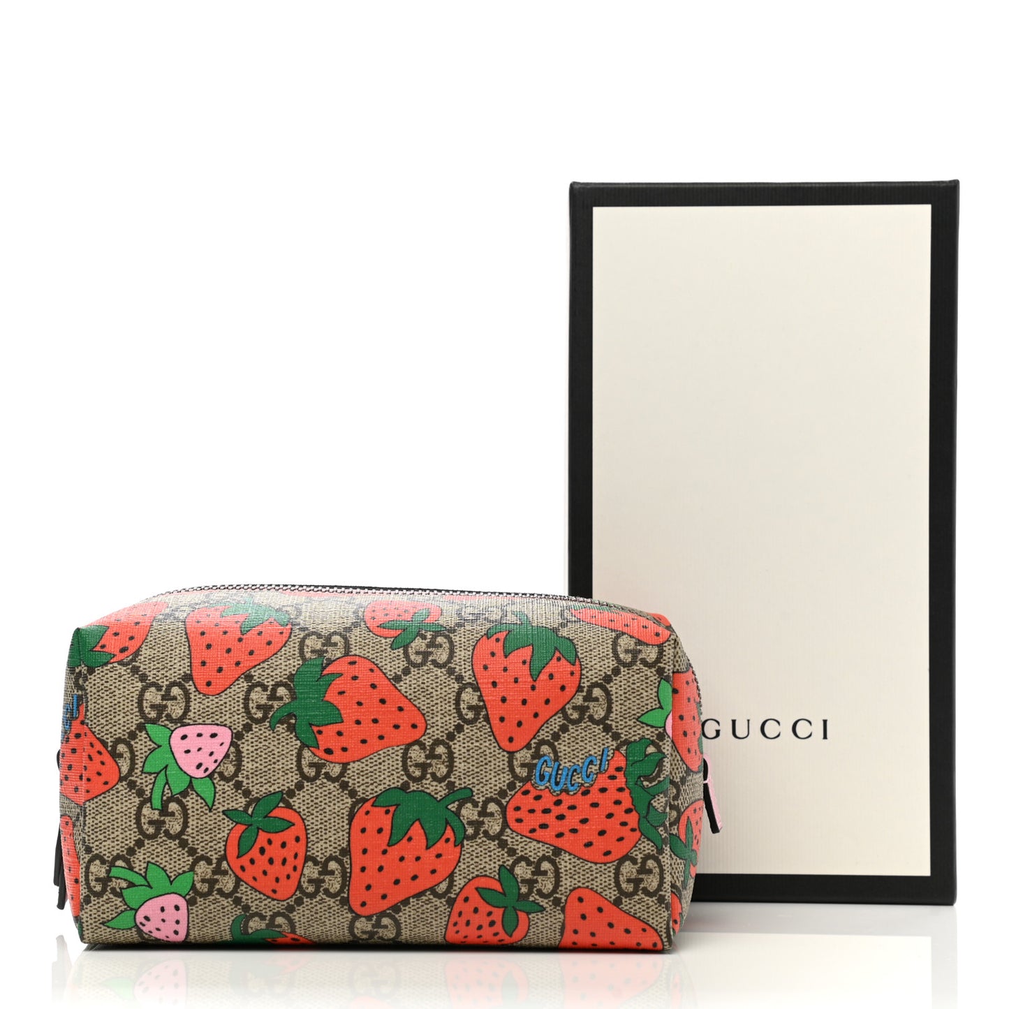 GG Supreme Monogram Strawberry Cosmetic Case
