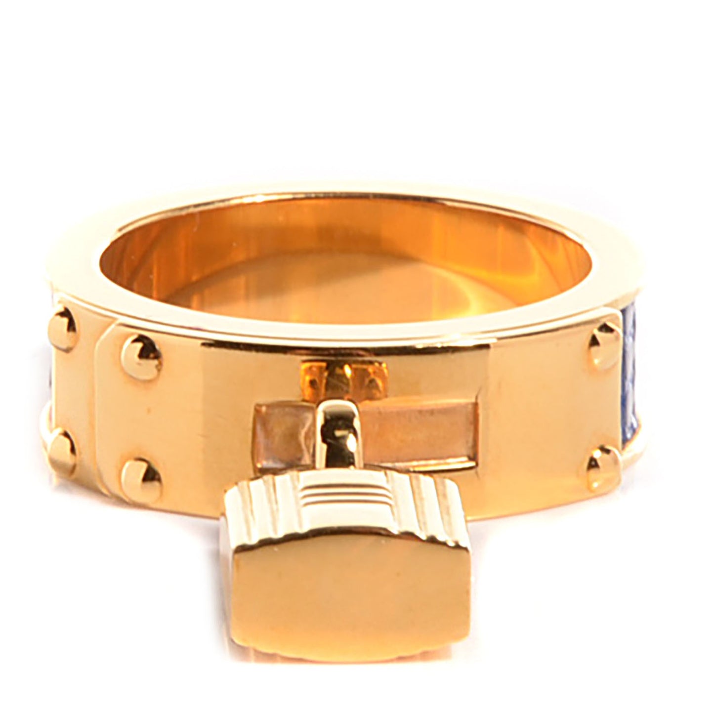 Lizard Gold Plated Kelly Cadena Scarf Ring Bleu Roi