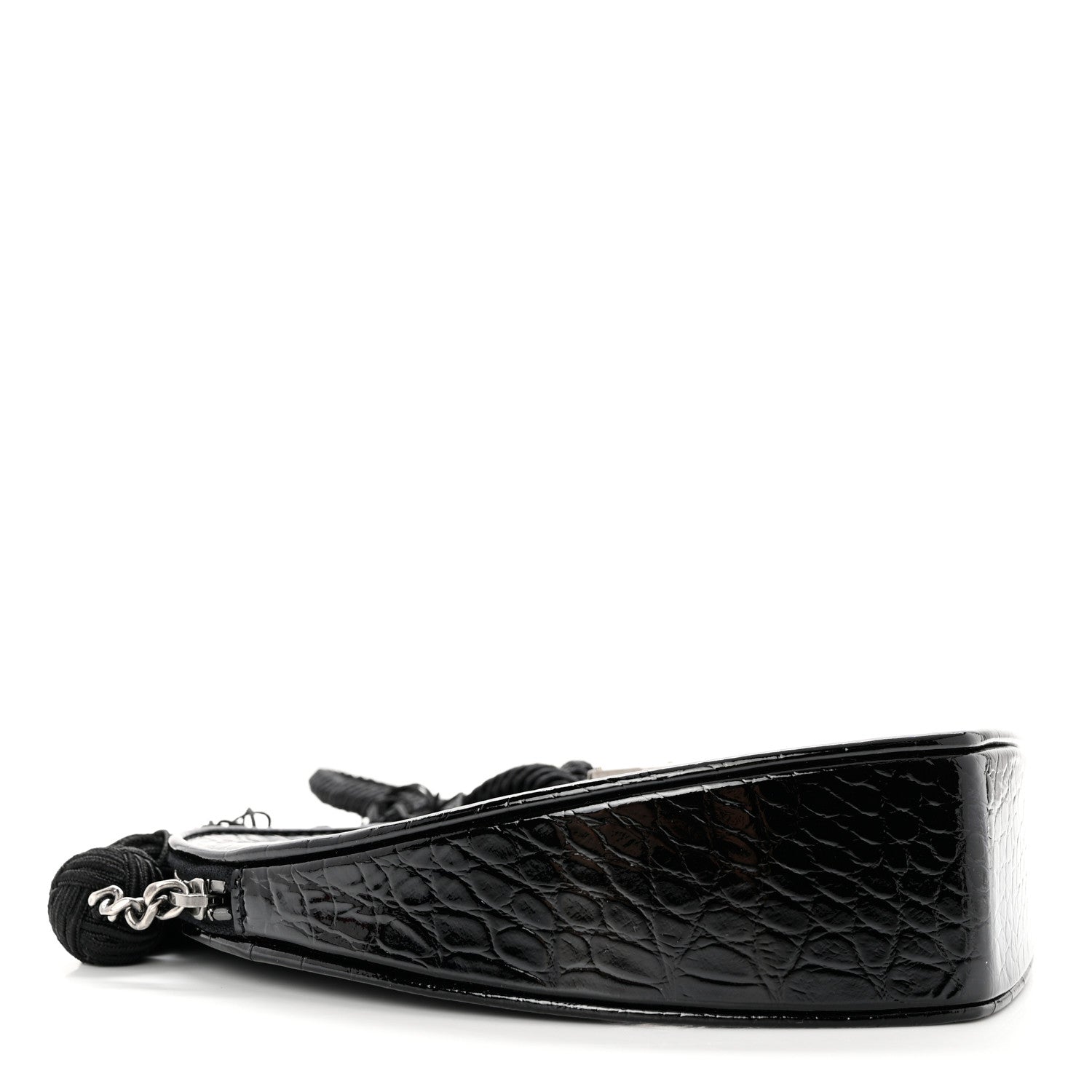 Saint Laurent Patent Crocodile Embossed Sac Coeur Heart Shaped Clutch Black 4 of 6