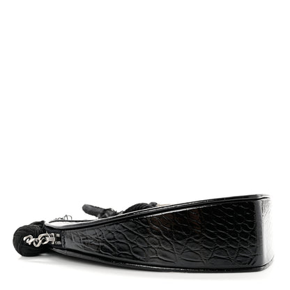 Saint Laurent Patent Crocodile Embossed Sac Coeur Heart Shaped Clutch Black 4 of 6