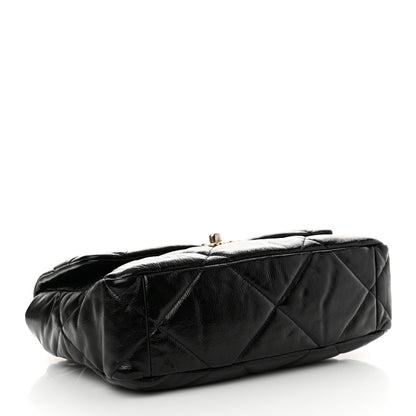 Chanel Shiny Crumpled Calfskin Quilted Large Chanel 19 Flap Black 4 of 11