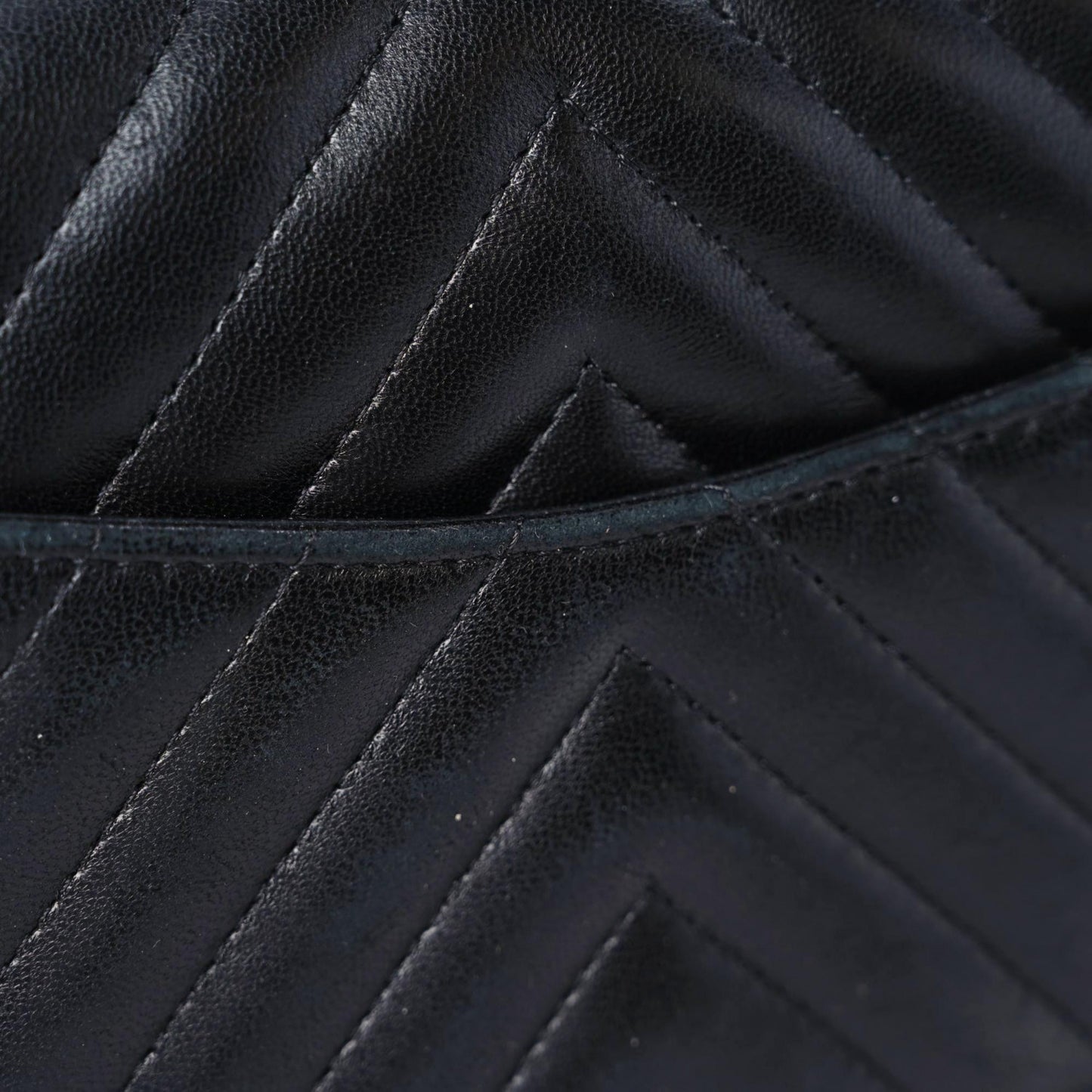 Lambskin Chevron Quilted Mini Square Flap Black