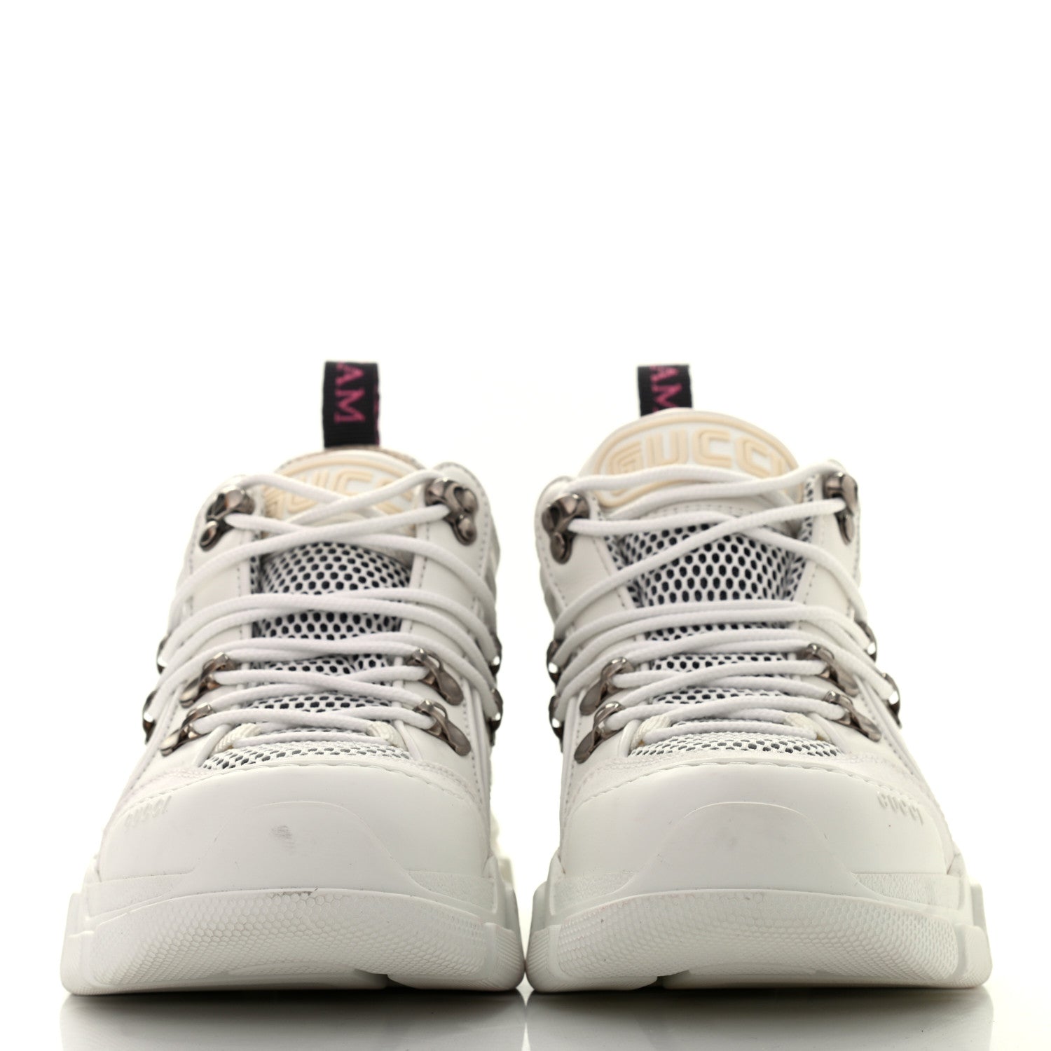 Gucci X SEGA Mesh Calfskin Suede Womens Flashtrek Sneakers 37.5 Great White 2 of 12