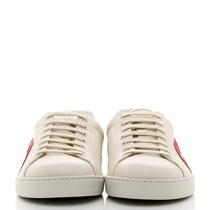 Gucci Calfskin Nubuck Interlocking G Mens New Ace Sneakers 11.5 New Mystic White Hibiscus Red Bright Splash 2 of 9