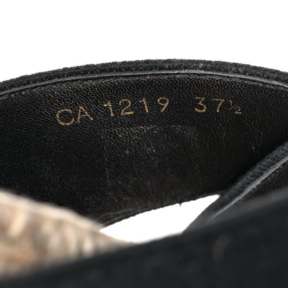 Christian Dior Canvas Embroidered Granville Espadrille Crisscross Flat Slide Sandals 37.5 Black 8 of 11