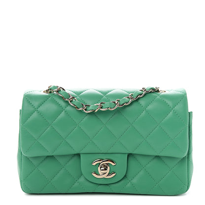 Chanel Lambskin Quilted Mini Rectangular Flap Green 1 of 10