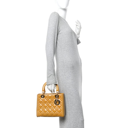 Christian Dior Patent Cannage Medium Lady Dior Dark Beige 2 of 12