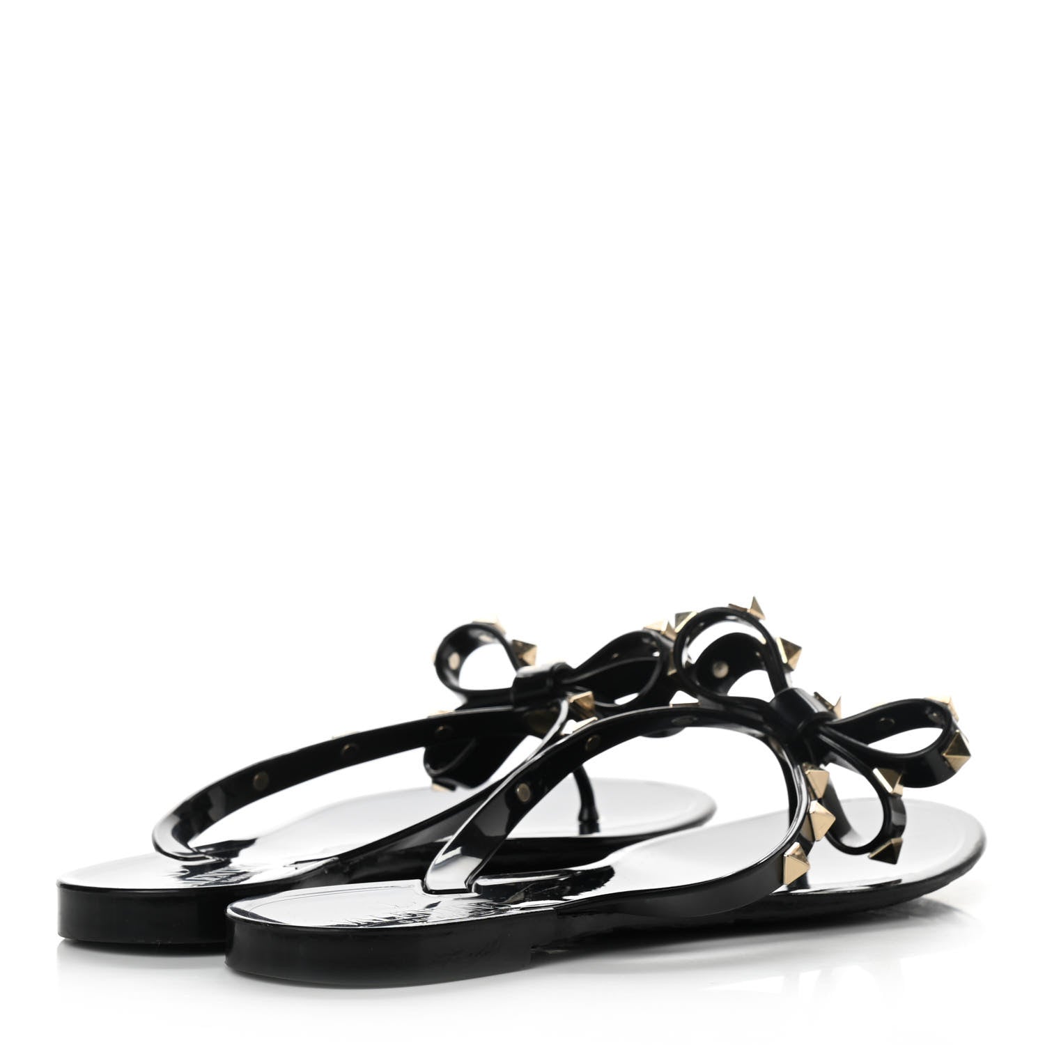 Valentino Garavani PVC Jelly Rockstud Bow Thong Sandals 38 Black 4 of 9