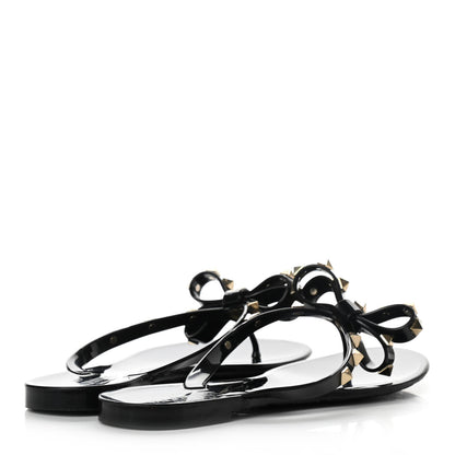 Valentino Garavani PVC Jelly Rockstud Bow Thong Sandals 38 Black 4 of 9