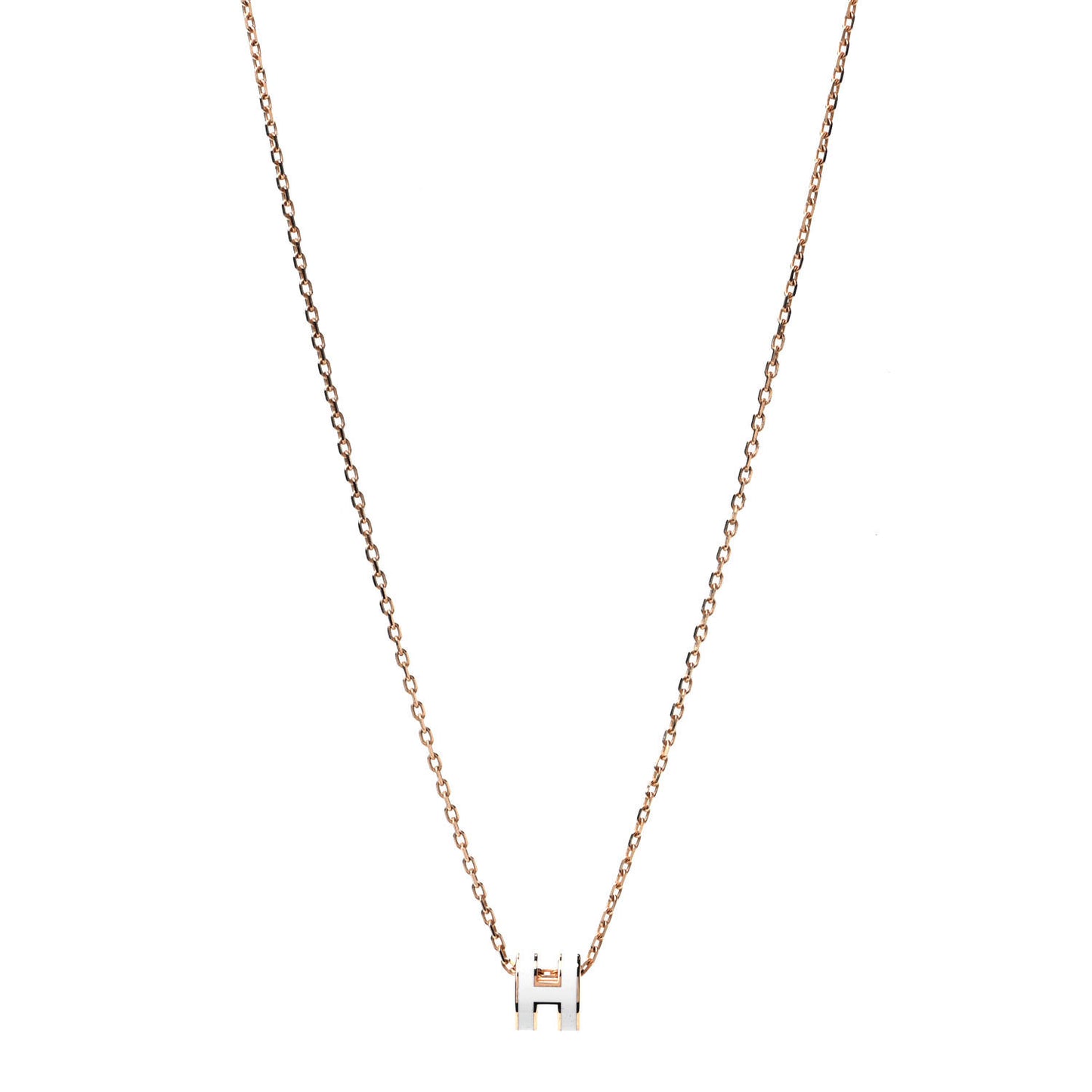 Lacquered Gold Mini Pop H Pendant Necklace White