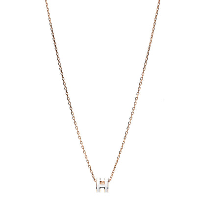 Hermes Lacquered Gold Mini Pop H Pendant Necklace White 1 of 4